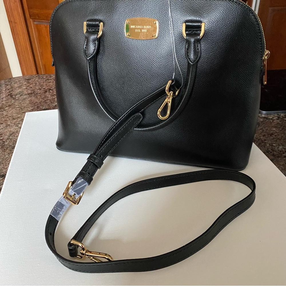 NWT Michael Kors Y2K Cindy black leather dome satchel - Picture 9 of 16